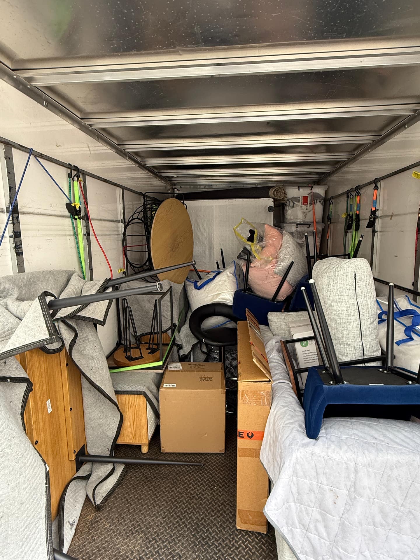 Recent move completion photo with items arranged safely